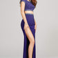 Jovani JVN36743 Size 6 two piece prom dress cap sleeve slit backless Embellished