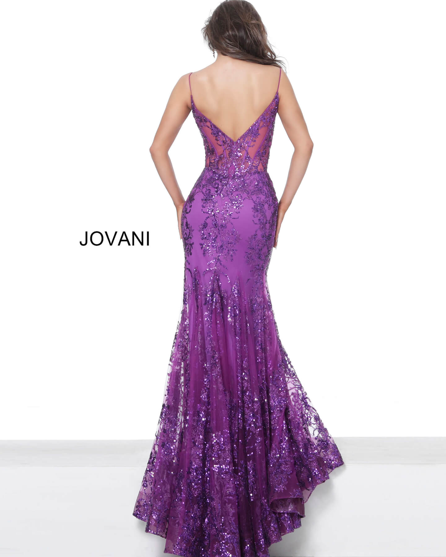 Jovani 3675 Prom Dress Sheer Corset Shimmer Mermaid Pageant Gown