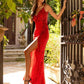 Primavera Couture 3727 Long Fitted Prom Dress Beaded Floral V Neck Backless Slit Sequin Gown