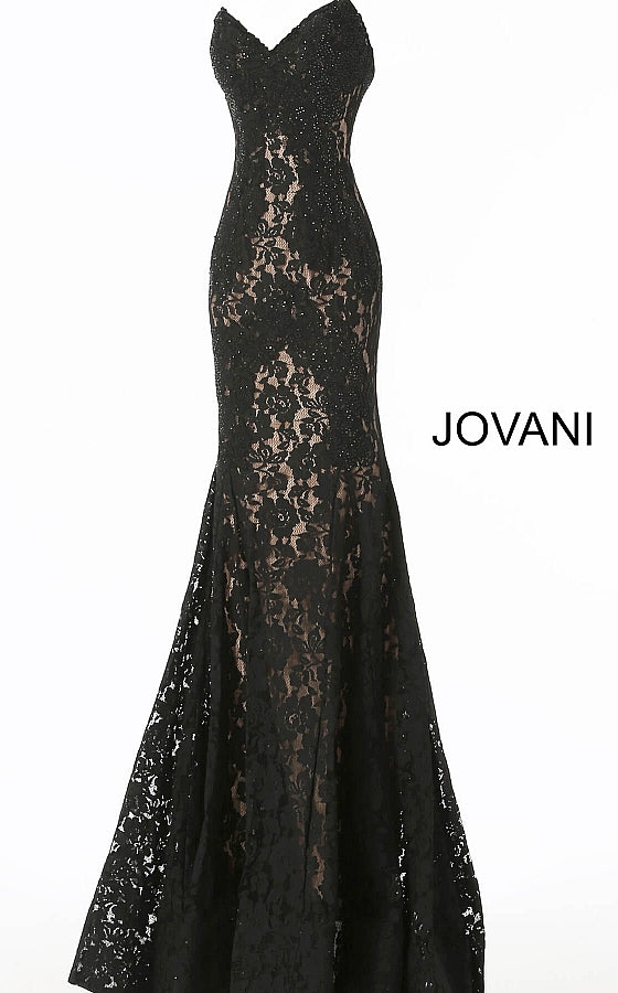 Jovani 37334 Long sweetheart embellished lace prom dress Fitted Mermaid Strapless