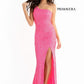 Primavera Couture 3761 Size 0 One Shoulder Prom Dress Pink Sequin Double Strap Back Slit Train