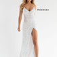 Primavera Couture 3791 Prom Dress size 10 Perriwinkle V Neckline Sequins Lace Up Tie Back Side Slit