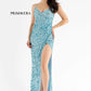 Primavera Couture 3791 Prom Dress size 10 Perriwinkle V Neckline Sequins Lace Up Tie Back Side Slit