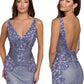 Primavera Couture 3802 Size 4, 12 Periwinkle Homecoming dress Fitted sequin Beaded Cocktail Dress