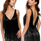 Primavera Couture 3803 Size 0 Black Homecoming dress Fitted Fringe Beaded Cocktail Dress
