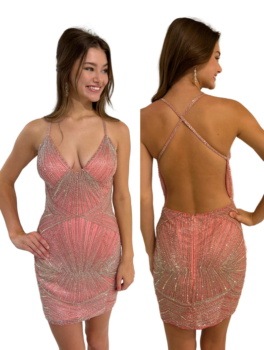 Primavera Couture 3809 Size 2, 12 Rose Cocktail Dress