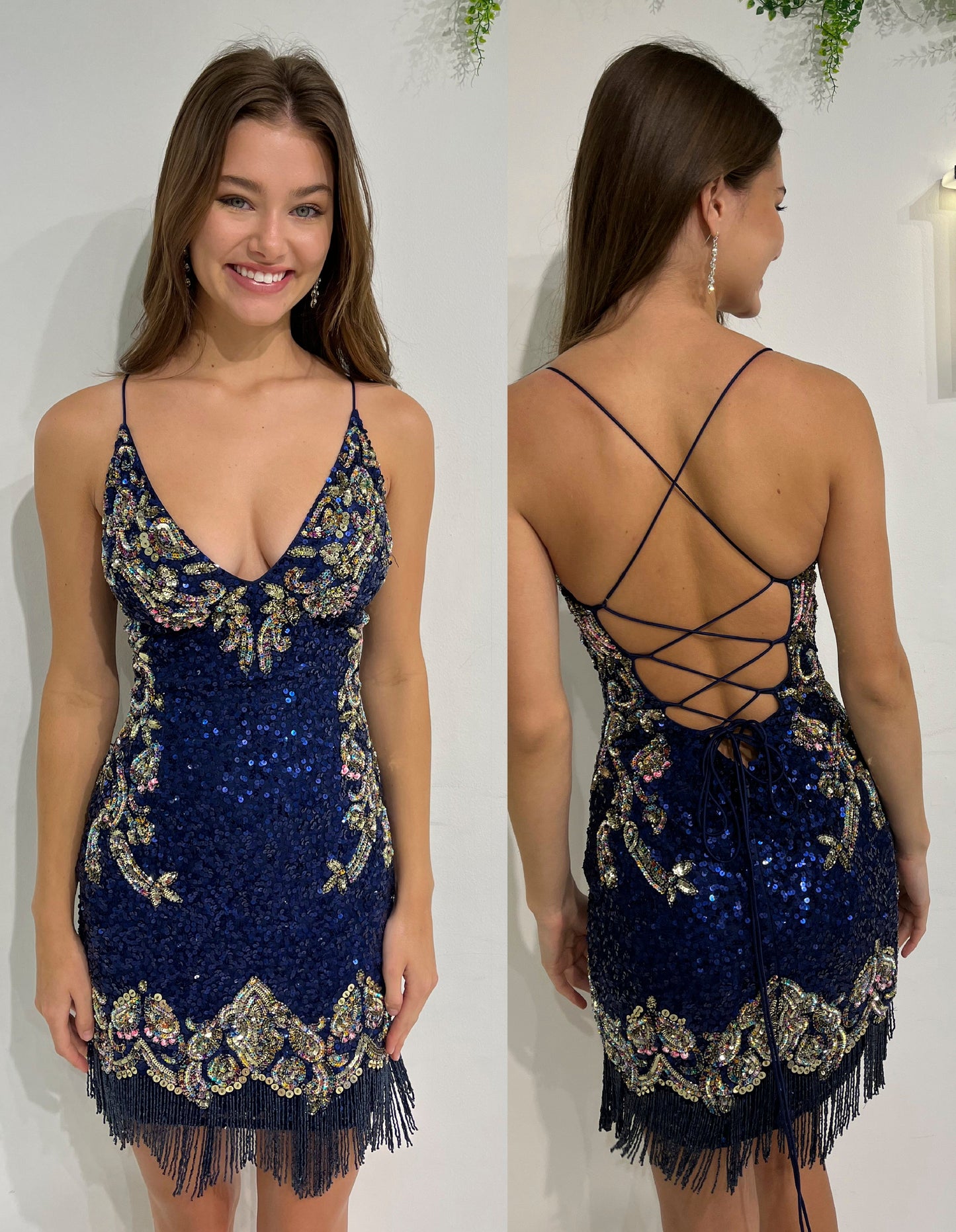 Primavera Couture 3811 Size 8 Bright Blue Short 2022 Homecoming Dress Fitted Sequin Cocktail Dress