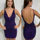 Primavera Couture 3815 Size 10 Lilac Short Homecoming Dress Fitted Sequin Cocktail Dress