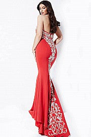 Jovani 20015 size 2 Red mermaid prom dress Pageant Gown Train Crystal