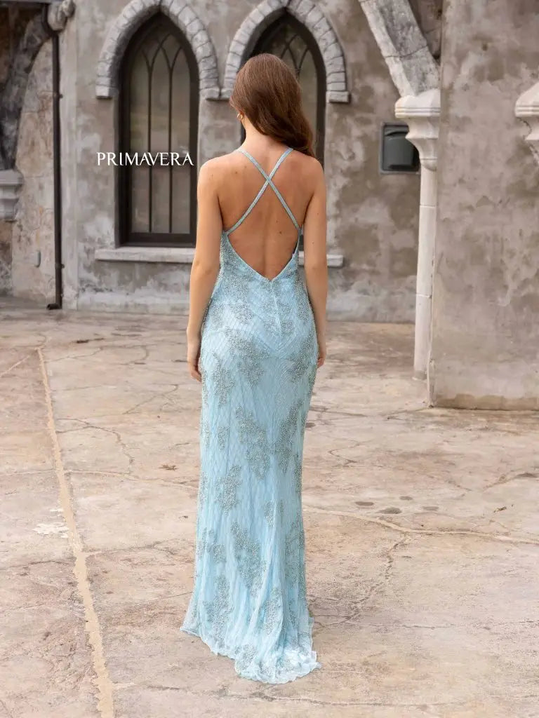 Primavera Couture 3907 Size 16 Royal Blue Long Beaded Lace Backless Prom Dress V neck formal Evening Gown Primavera Couture 3907 Size 16 Royal Blue Long Beaded Lace Backless Prom Dress V neck formal Evening Gown