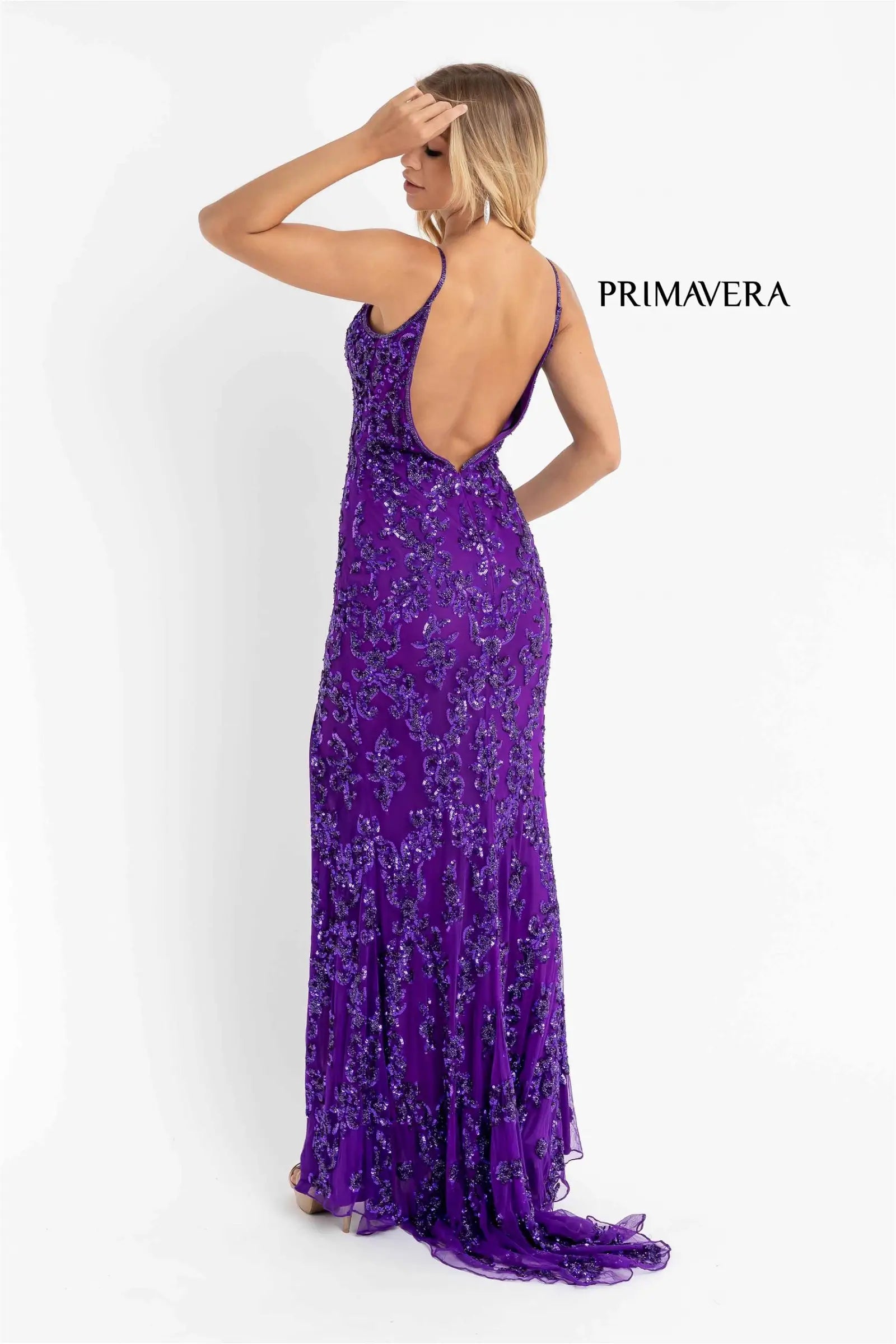 Primavera Couture 3913 Prom Dress Long Beaded Dress. Such a gorgeous gown with a beautiful design going down it.