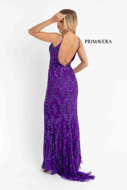 Primavera Couture 3913 Prom Dress Long Beaded Dress. Such a gorgeous gown with a beautiful design going down it.