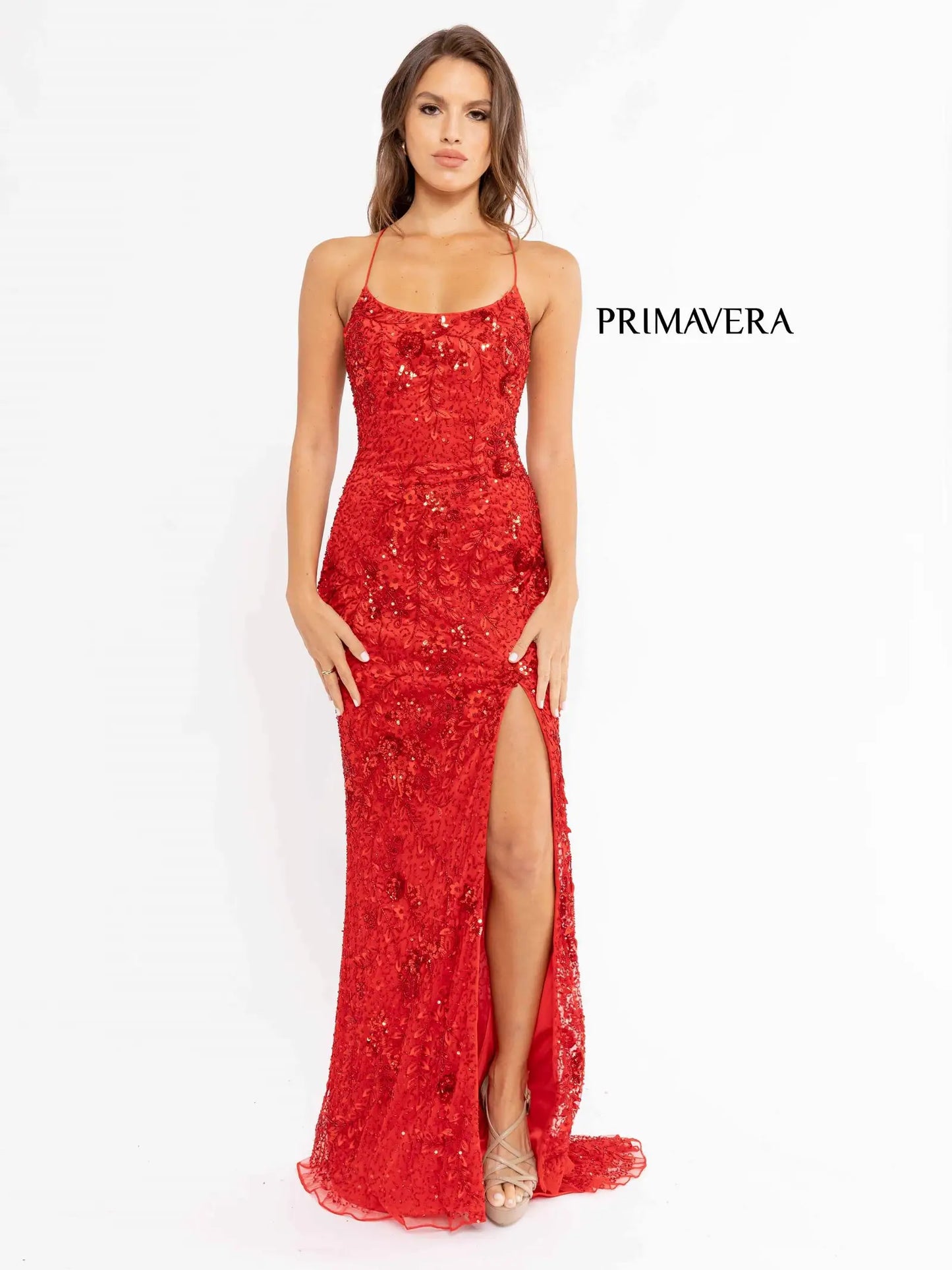Primavera Couture 3931 Prom Dress Long Beaded Gown. This gown has a gorgeous design all over it. 