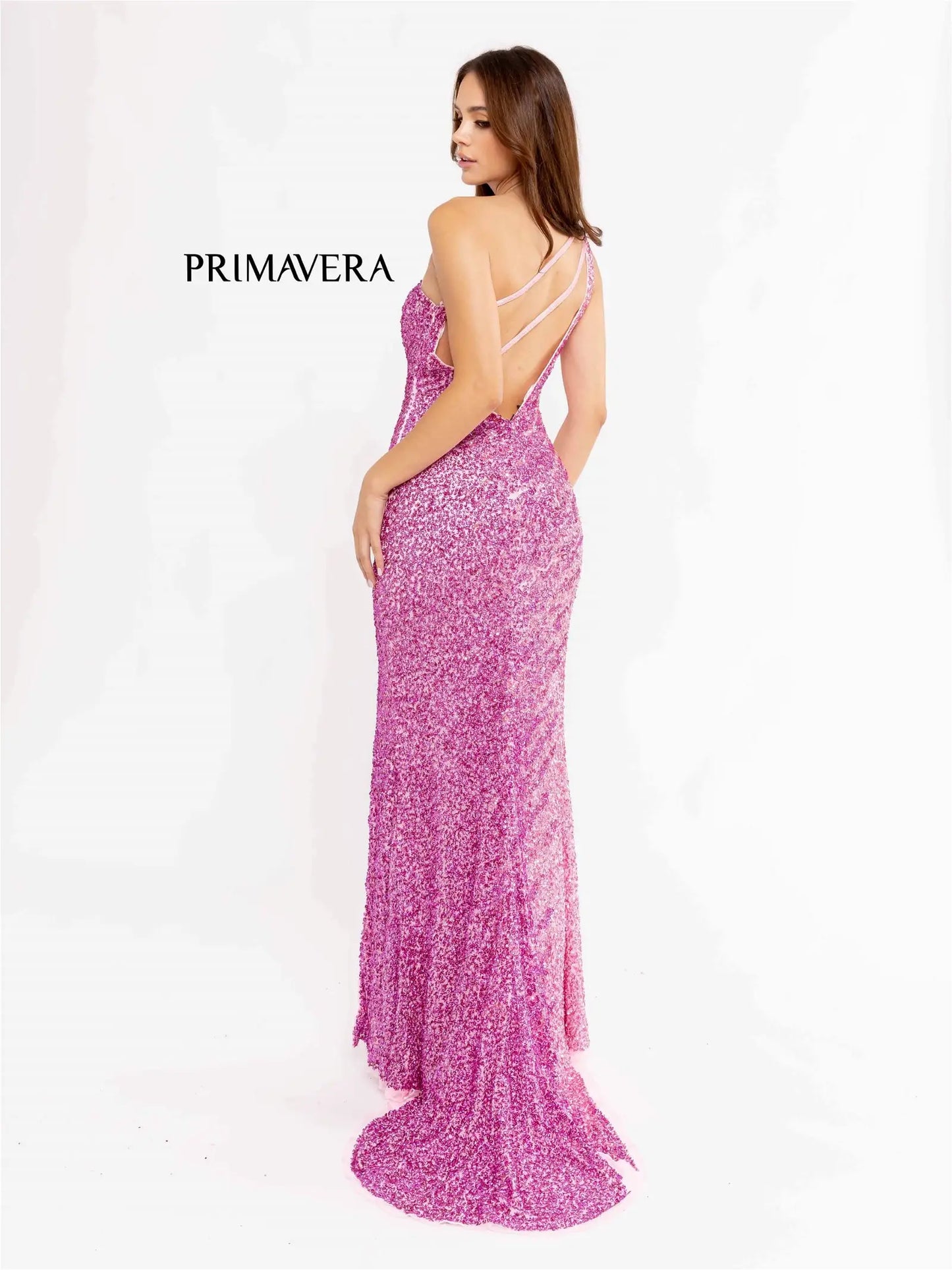 Primavera Couture 3944 Long One Shoulder Sequin Ombre Prom Dress Slit Pageant Gown  Sizes: 000,00,2,4,6,8,10,12,14,16,18,20,22,24  Colors:  LAVENDER, ROYAL BLUE, PINK, BLACK