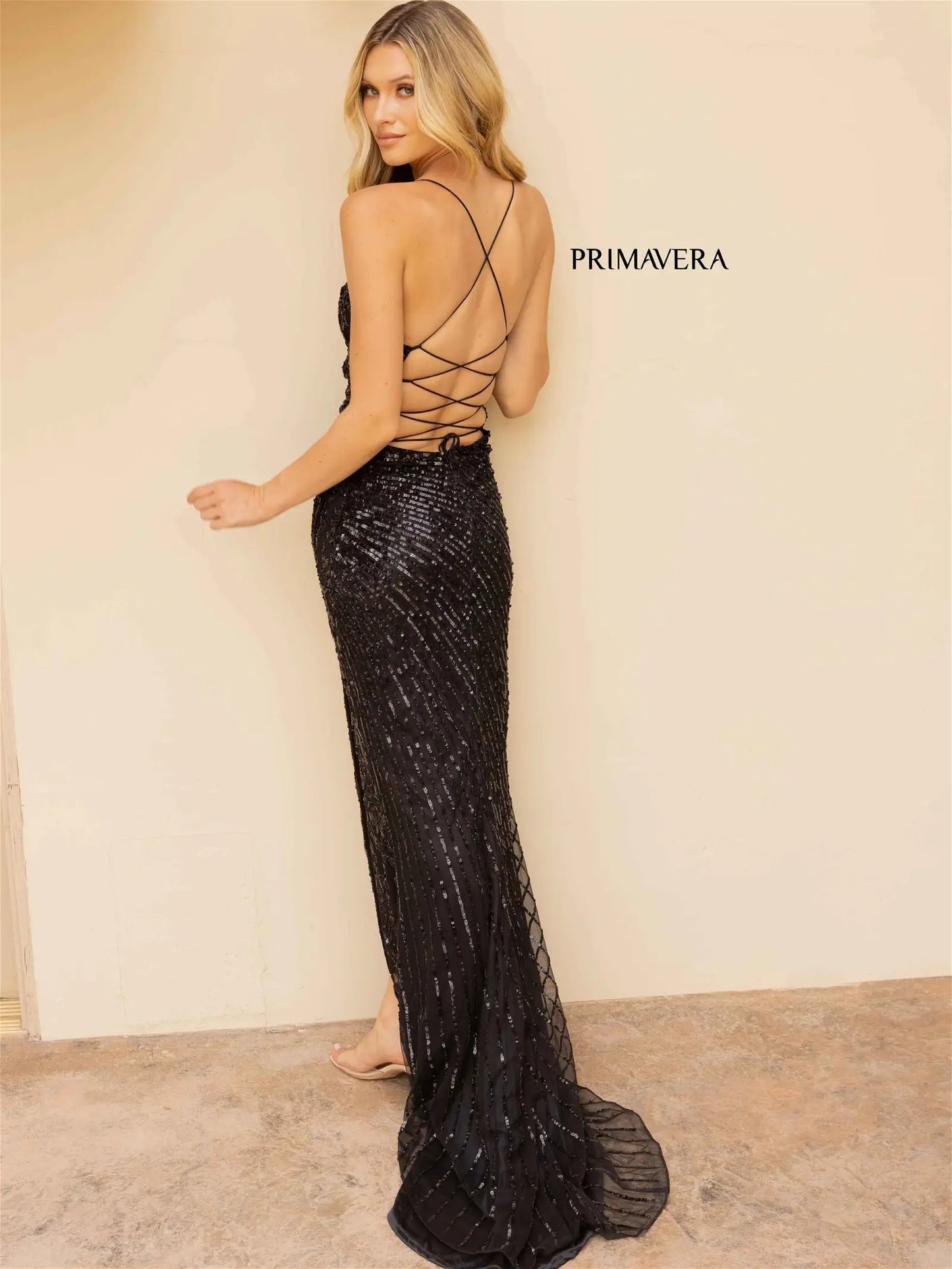 Primavera Couture 3965 Prom Dress Long beaded Maxi Slit Dress