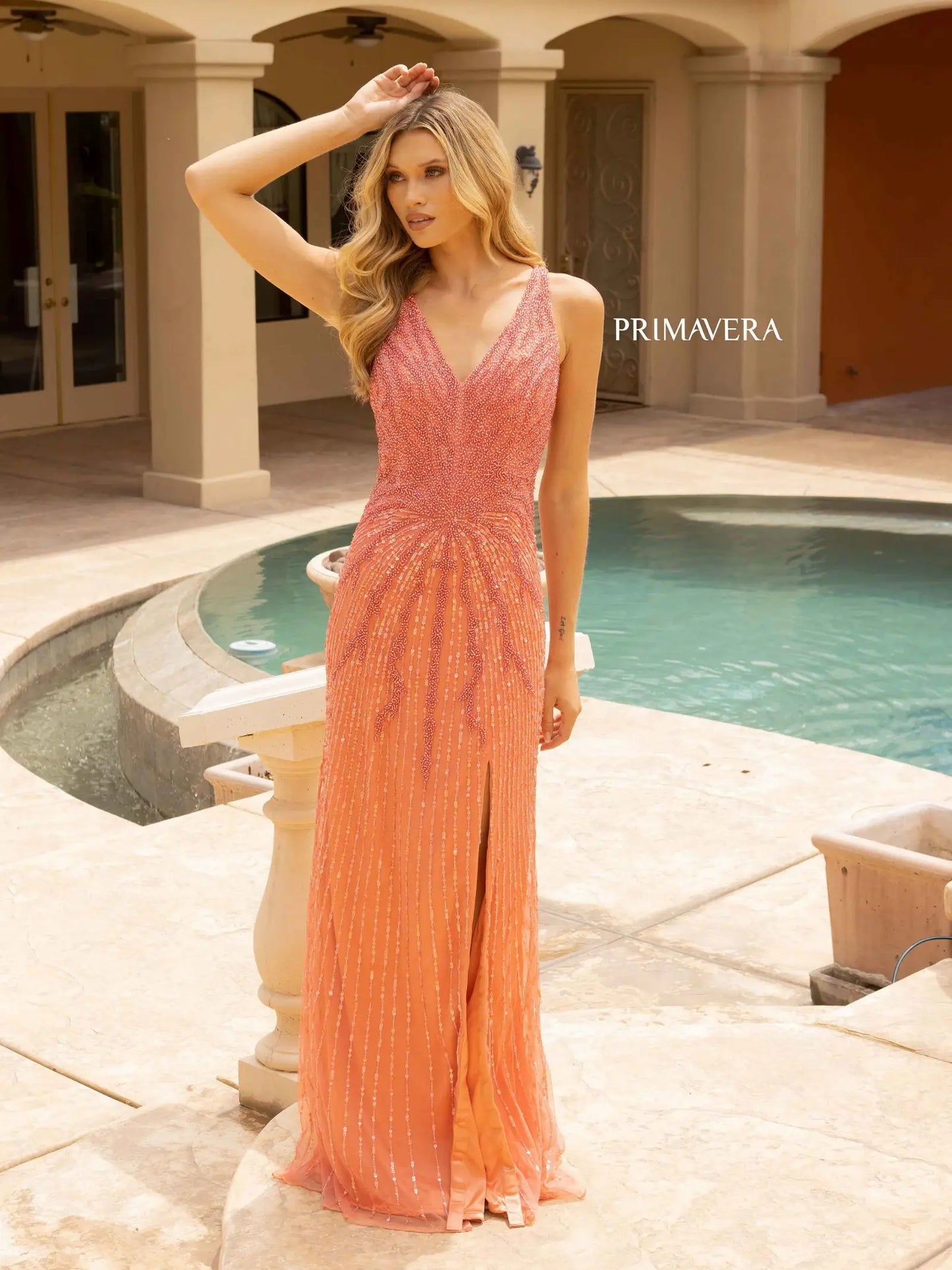 Primavera Couture 3969 Prom Dress Long Beaded Gown
