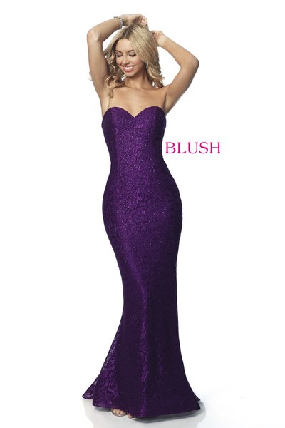 Blush Prom 11874 size 14 Amethyst Embellished lace fitted prom dress Mermaid Gown