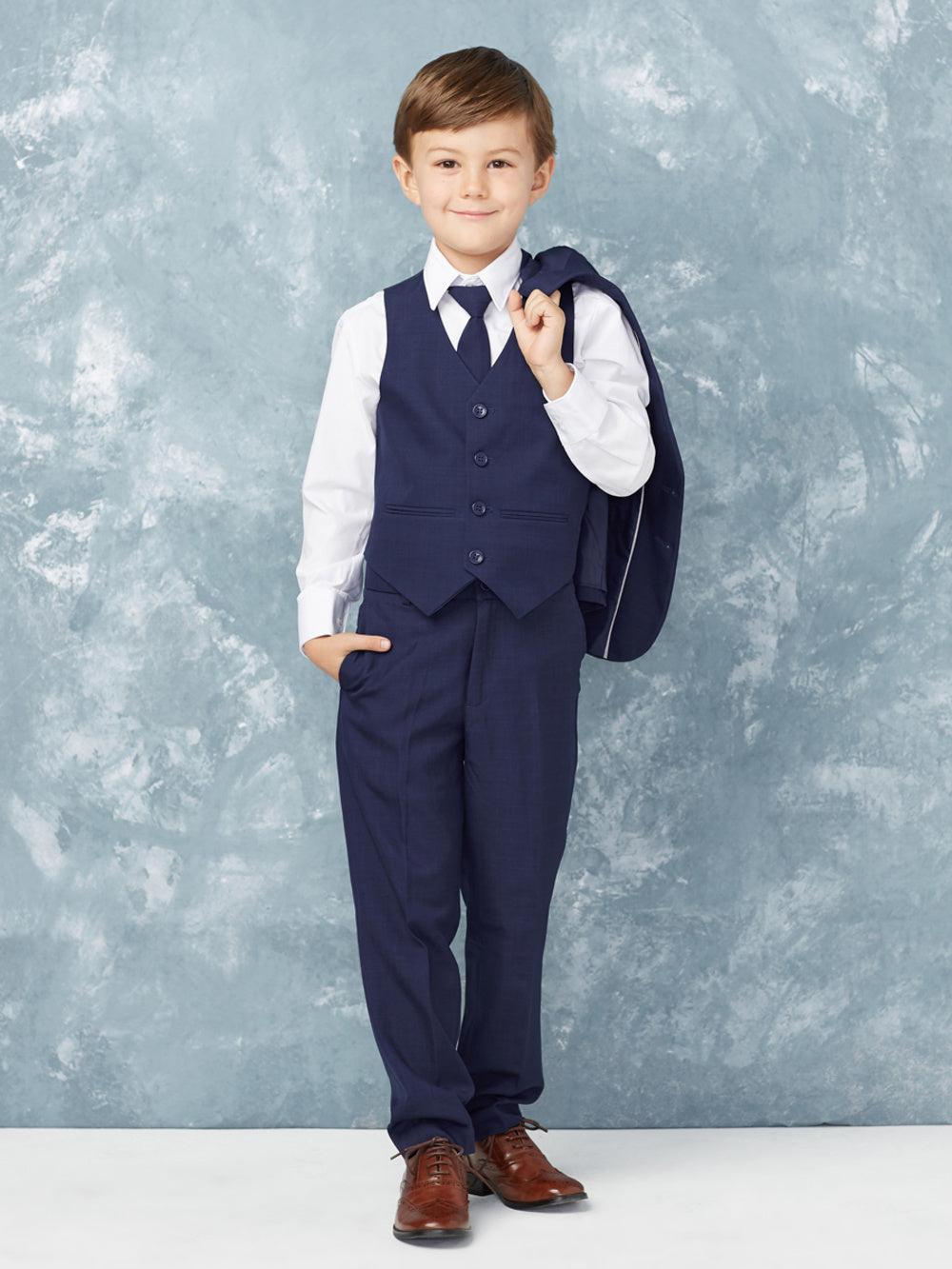 Boy's 5 Piece SLIM FIT Tuxedo Set - White 4016