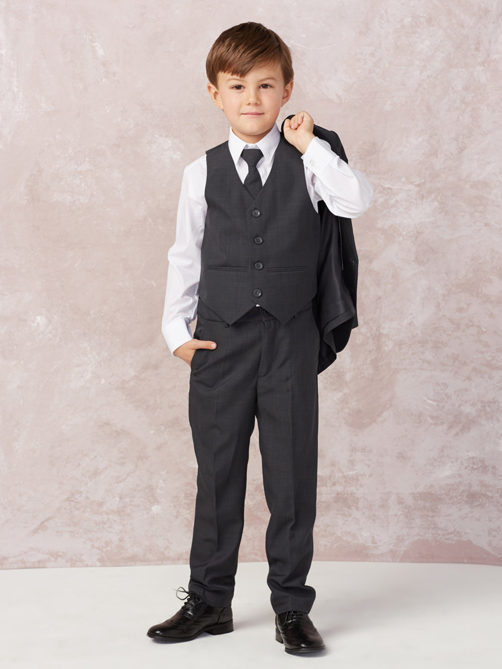 Boy's 5 Piece SLIM FIT Tuxedo Set - Dark Gray 4016
