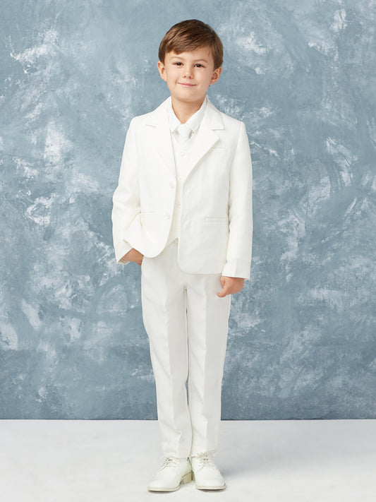 Boy's 5 Piece SLIM FIT Tuxedo Set - Ivory 4020