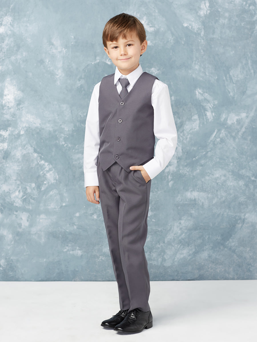 Boy's 5 Piece SLIM FIT Tuxedo Set - Charcoal 4020