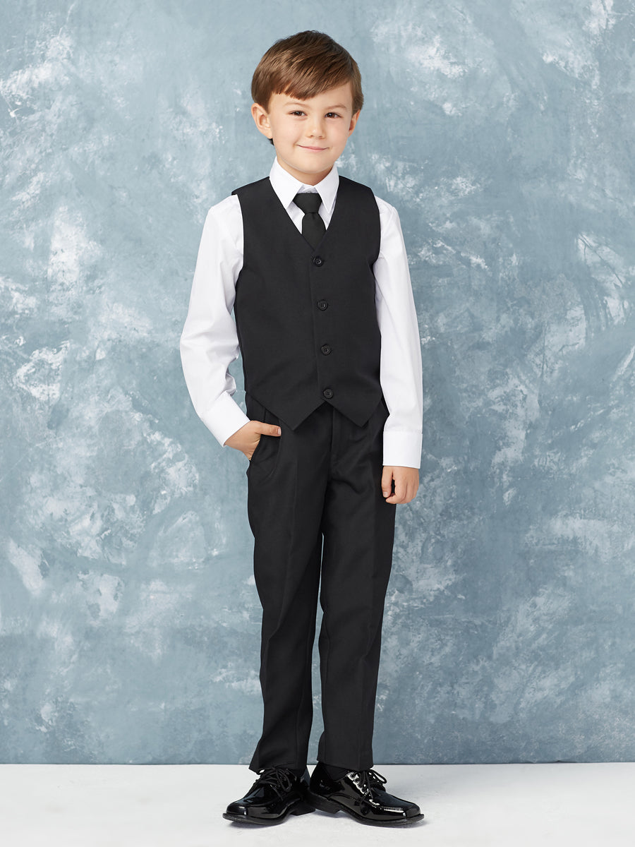 Boy's 5 Piece SLIM FIT Tuxedo Set - Black 4020