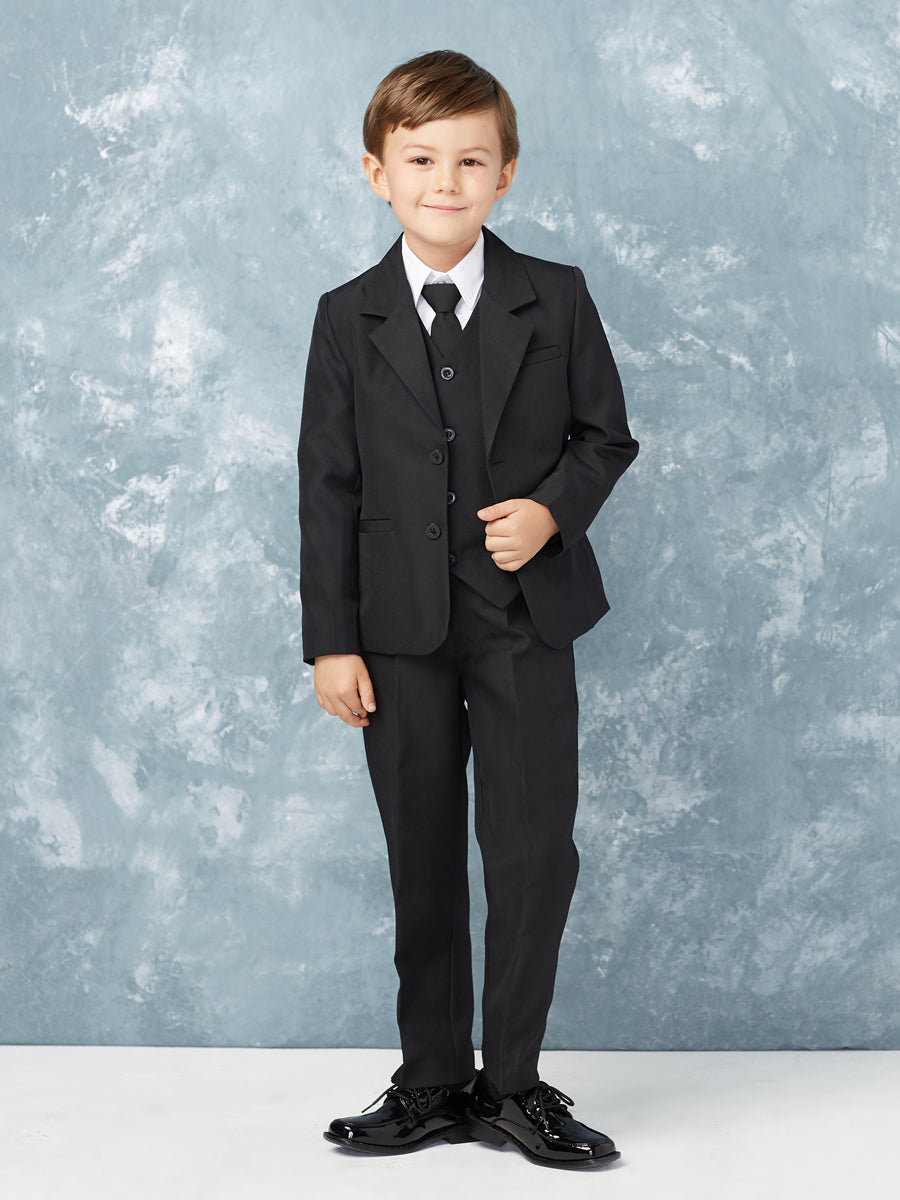 Boy's 5 Piece SLIM FIT Tuxedo Set - Black 4020