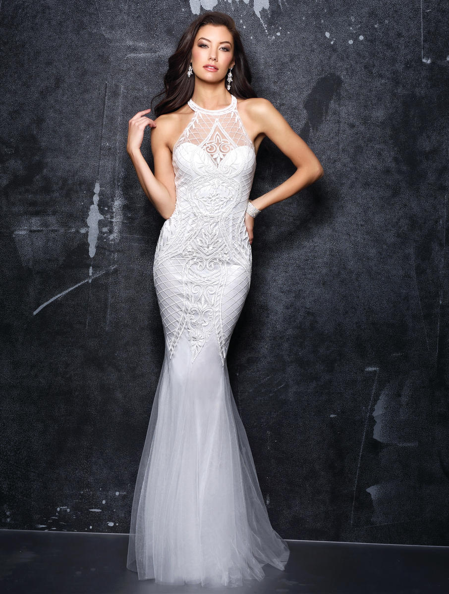Nina Canacci 4145 size 6 White beaded lace mermaid wedding dress