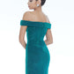 Ashley Lauren 4240 size 6 Emerald cocktail Dress off the shoulder fitted glitter short dress