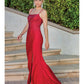 DQ 4242 Long Fitted Jersey Crystal Prom Dress Slit Backless Corset Formal Gown Scoop neckline slit in skirt with sweeping train.   Available Colors: Fuchsia, Hunter Green, Navy, Red, Royal Blue  Available Sizes: XS-3XL