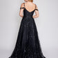 Nina Canacci 4305 Cold Shoulder Prom Dress A Line Floral Straps Sequins Ballgown