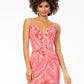 Ashley Lauren 4500 Size 6 Pink/Nude Short cocktail dress plunging V neckline and back sequins