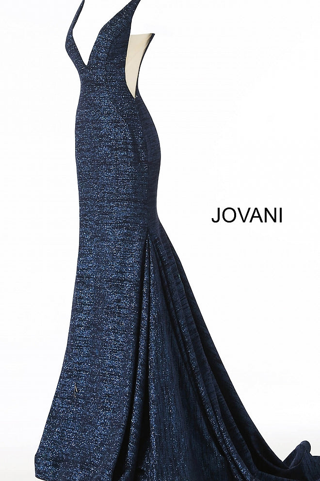 Jovani 47075 Iridescent Shimmer Fitted Mermaid Prom Dress Train Pageant Gown