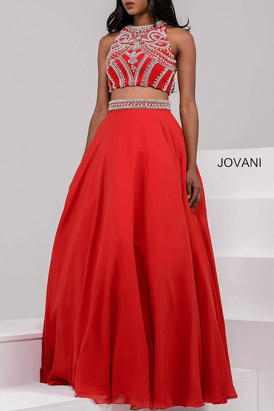 Jovani 47848 size 10 Red two piece prom gown pageant dress Ballgown