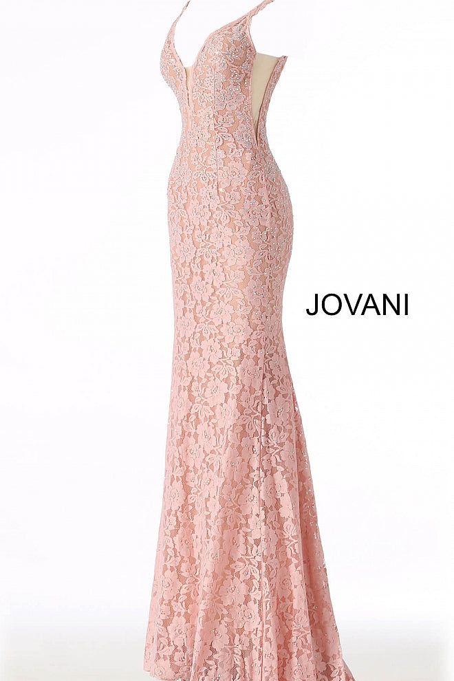 Jovani 48994 long fitted embellished lace prom dress pageant gown sweeping train