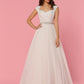 Davinci Bridal 50456 is a Stunning Lace & Tulle Ballgown wedding dress. Featuring an Eyelash Lace Bodice with a sweetheart neckline & Sheer cap sleeves. Open Keyhole Cutout back with sheer lace. Embellished attached Crystal Bridal belt with a lush soft tulle ballgown skirt and train  Available for 1-2 Week Delivery!!!  Available Sizes: 2,4,6,8,10,12,14,16,18,20  Available Colors: Ivory/Blush, Ivory/Ivory