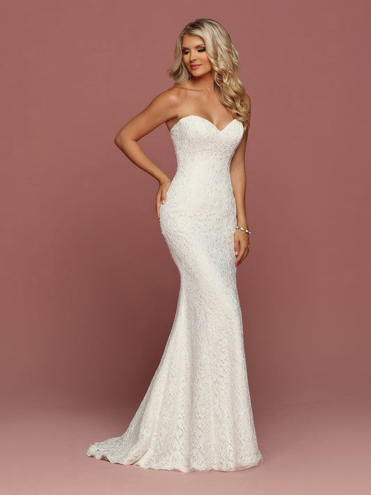 Davinci Bridal 50491 is a stunning allover Lace Wedding Dress. Strapless Sweetheart neckline with a fitted silhouette. Eyelash lace adorns the hem & Train for a classic look.   Available for 1-2 Week Delivery!!!  Available Sizes: 2,4,6,8,10,12,14,16,18,20  Available Colors: Ivory