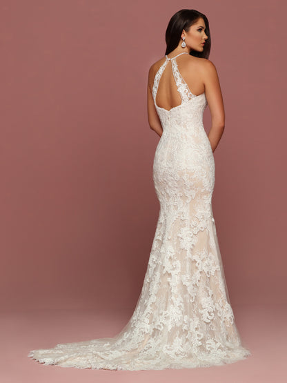 Davinci Bridal 50500 wedding dress is a Tulle & Lace Fit & Flare Wedding Dress features a Lace Sweetheart Bodice with Sheer High Halter Neckline Beaded Neck Band & Sheer Lace Back Straps with Triangle Keyhole. Fit & Flare Skirt with Lace Applique finishes with a Chapel Train. Sheer Illusion Embellished  Available for 1-2 Week Delivery!!!  Available Sizes: 2,4,6,8,10,12,14,16,18,20  Available Colors: Ivory/Almond, Ivory/Ivory
