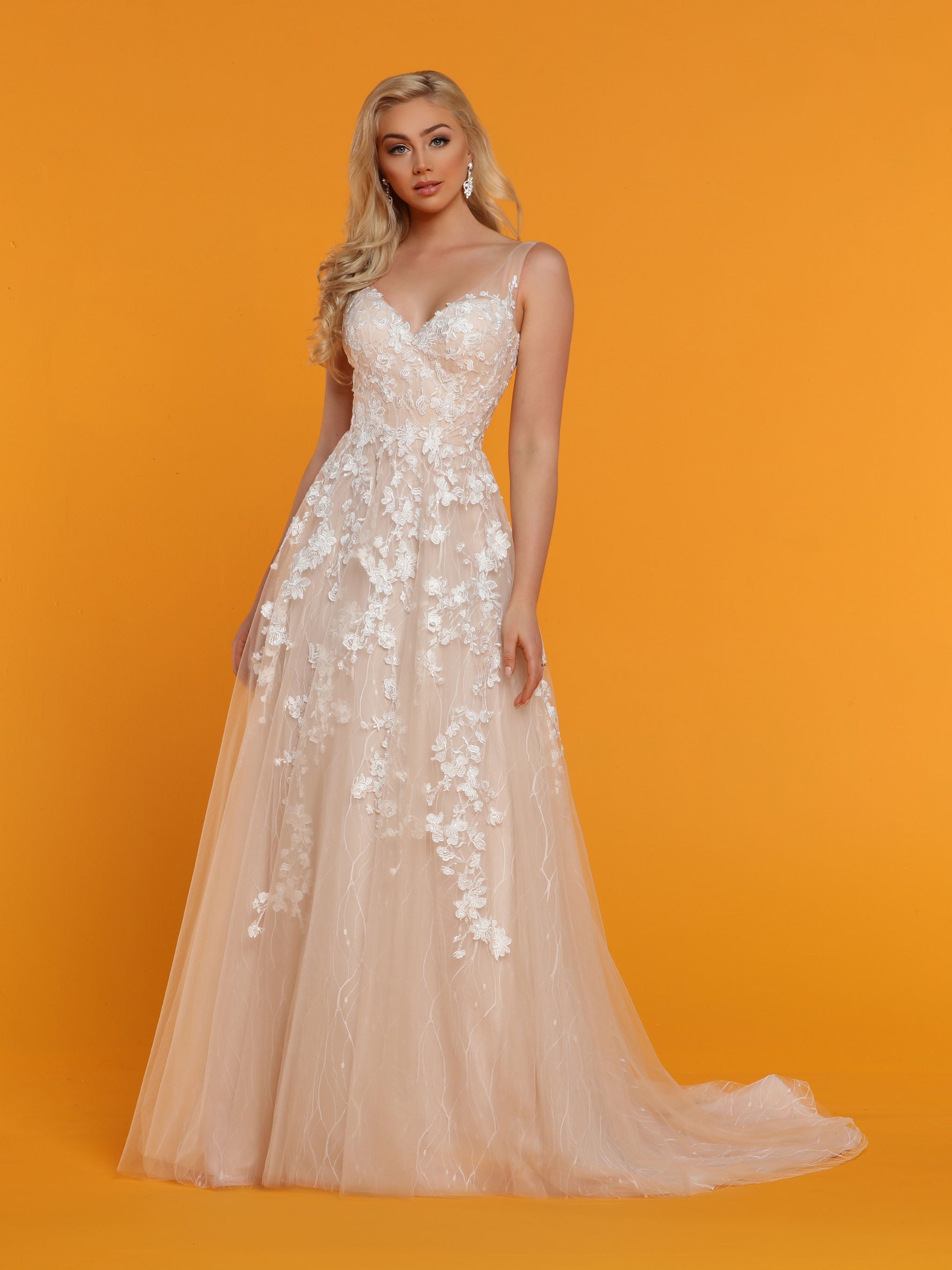 Davinci Bridal 50513 Size 6, 10 A Line Floral Lace Wedding Dress V Nec Glass Slipper Formals Davinci Bridal 50513 Size 6, 10 A Line Floral Lace Wedding Dress V Nec Glass Slipper Formals