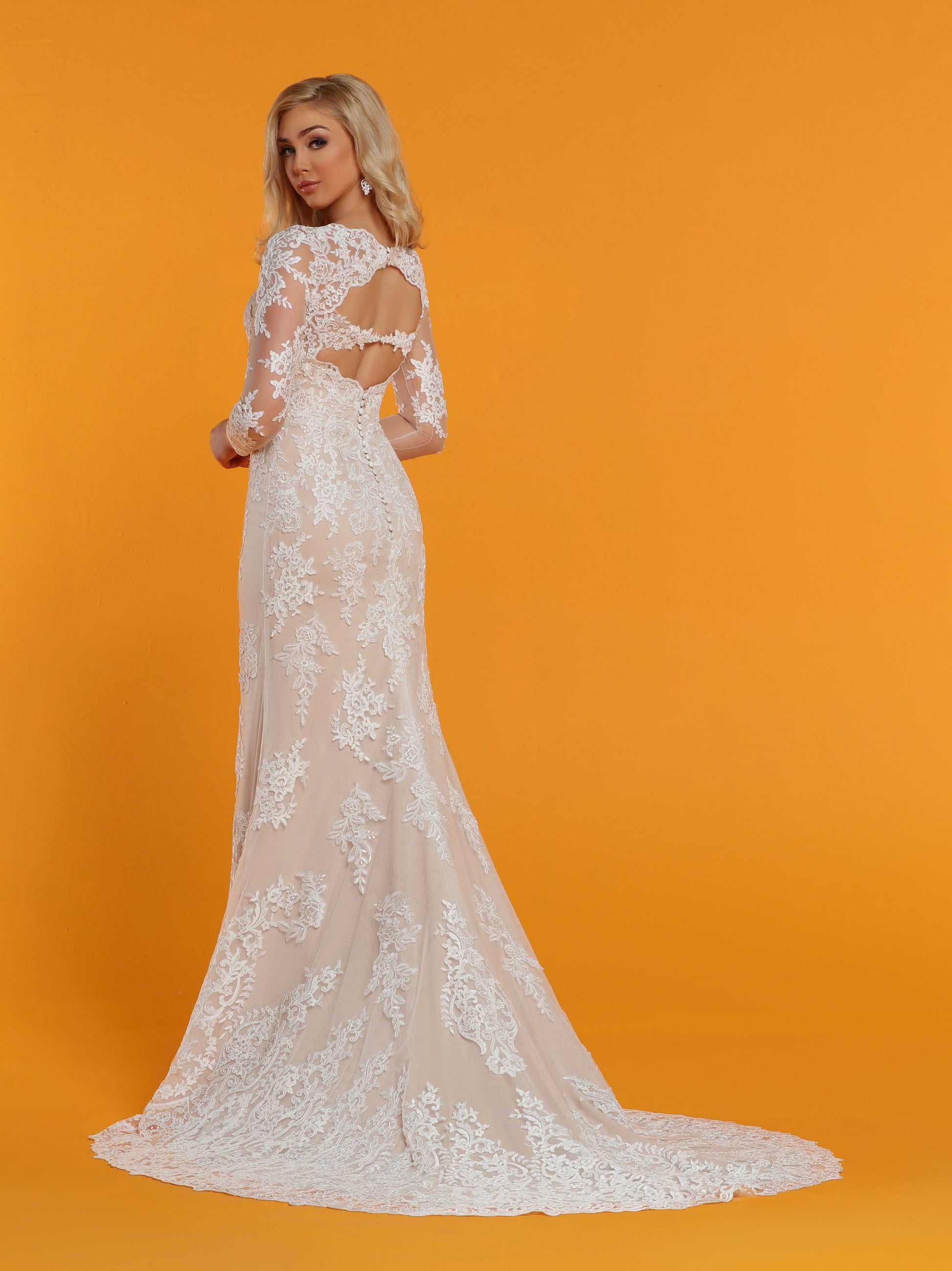 Davinci Bridal 50516 Sheer Lace Fitted Fit Flare Mermaid Wedding Dress Sleeves Illusion 18 / Ivory/Ivory Davinci Bridal 50516 Sheer Lace Fitted Fit Flare Mermaid Wedding Dress Sleeves Illusion 18 / Ivory/Ivory