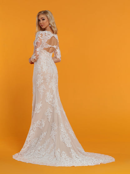 Davinci Bridal 50516 is a Fit & Flare Mermaid Wedding Dress. Featuring a sheer tulle & Lace Illusion Neckline back with scallop lace keyhole cut outs in the back with buttons lining the back seam. Sheer lace long sleeves.  Available for 1-2 Week Delivery!!!  Available Sizes: 2,4,6,8,10,12,14,16,18,20  Available Colors: Ivory/Nude, Ivory/Ivory