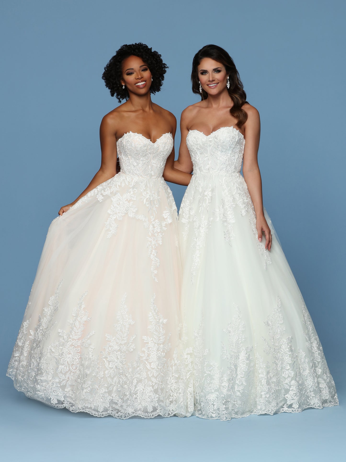 Davinci Bridal 50560 has a fitted strapless Sweetheart neckline with an embroidered lace bodice cascading into the tulle skirt. Full A Line Skirt Features a Lush Lace Edge around the hem and train.  Available for 1-2 Week Delivery!!!  Available Sizes: 2,4,6,8,10,12,14,16,18,20  Available Colors: Ivory/Blush, Ivory/Ivory