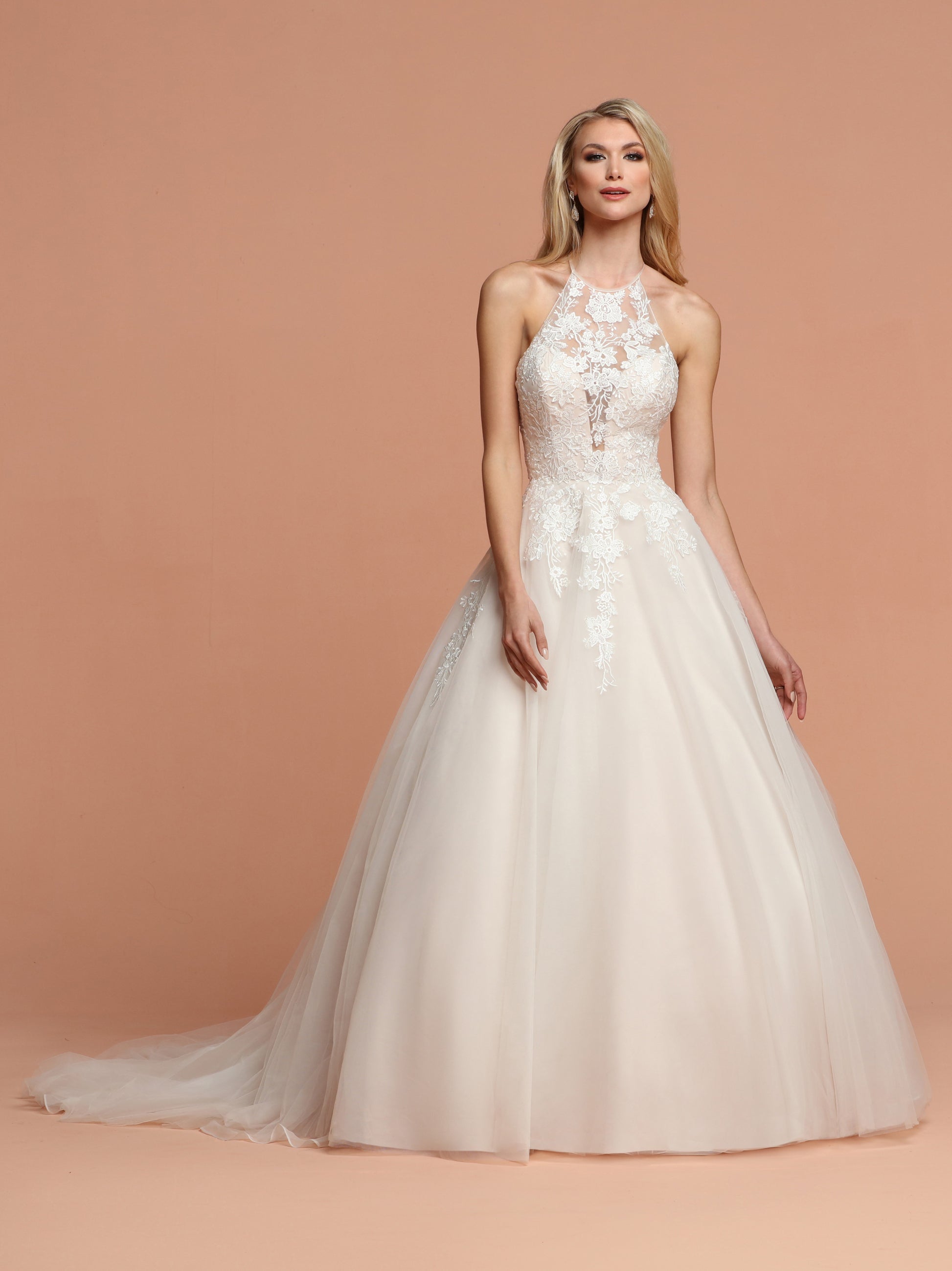 Davinci Bridal 50598 High Neck Sheer Embroidered Tulle Ballgown Weddin Glass Slipper Formals Davinci Bridal 50598 High Neck Sheer Embroidered Tulle Ballgown Weddin Glass Slipper Formals