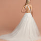 Davinci Bridal Style 50598 is a long Tulle Ballgown with a sheer Embroidered lace high neckline overlaying a plunging neckline and sheer lace wrap around straps with an open back. full soft tulle skirt features a beautiful train.  Available for 1-2 Week Delivery!!!  Available Sizes: 2,4,6,8,10,12,14,16,18,20  Available Colors: Ivory/Blush, Ivory/Ivory