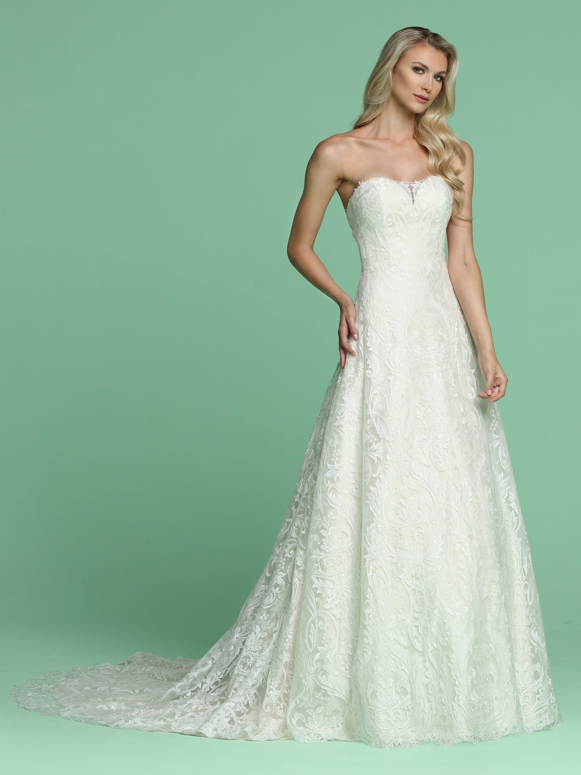 Davinci Bridal 50609 Long Strapless Lace A Line Wedding Dress Corset Gown 26 / Ivory/Ivory Davinci Bridal 50609 Long Strapless Lace A Line Wedding Dress Corset Gown 26 / Ivory/Ivory