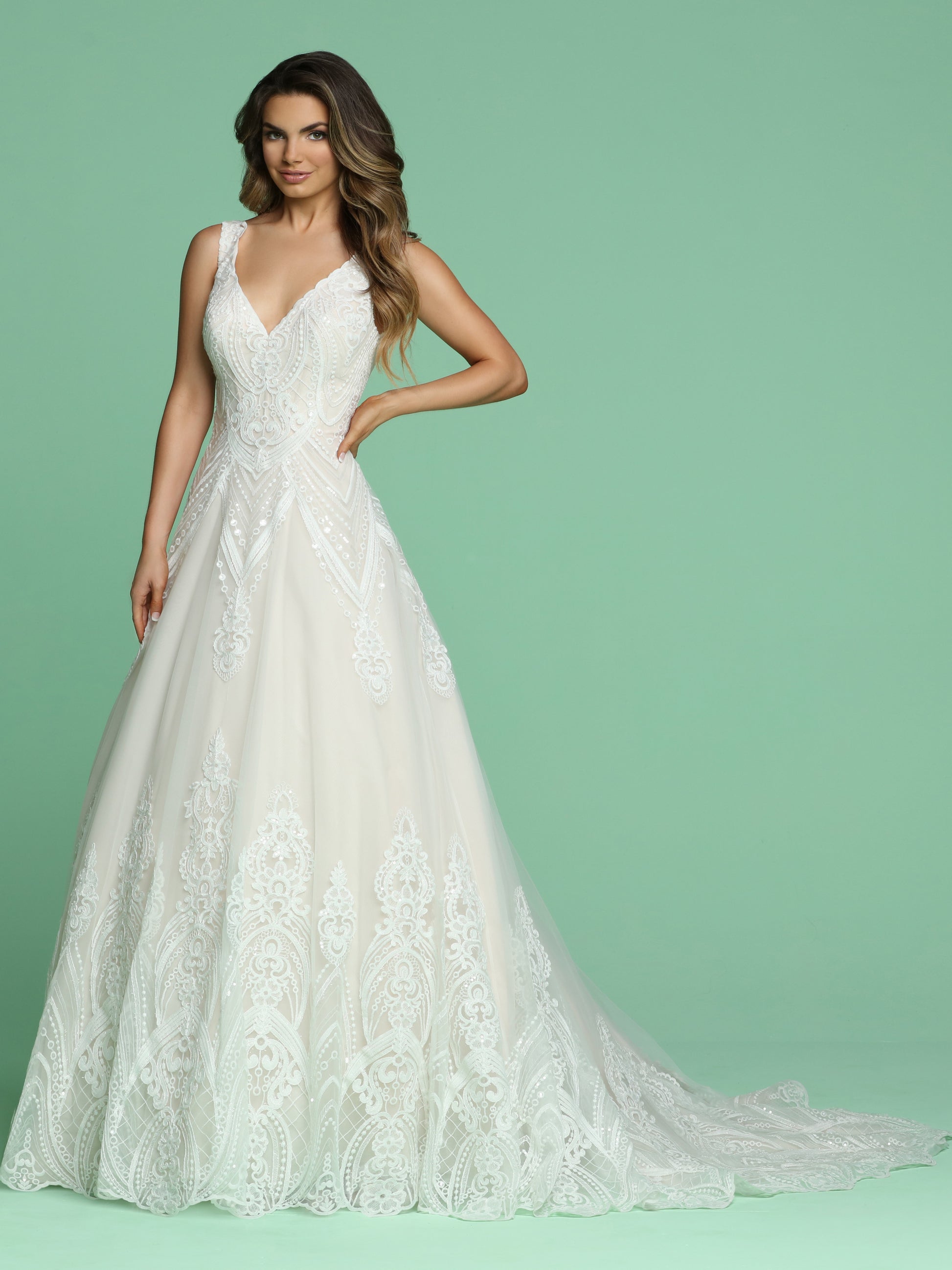 Davinci Bridal 50616 Size 20 A Line Sequin Ballgown Lace Wedding Dress V Neck Davinci Bridal 50616 Size 20 A Line Sequin Ballgown Lace Wedding Dress V Neck