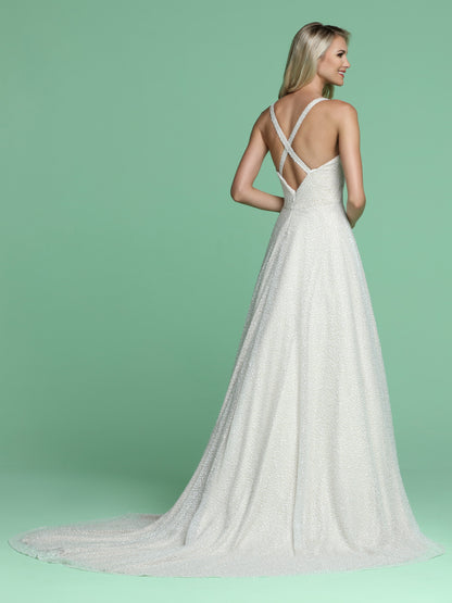 Davinci Bridal 50619 is a stunning Shimmering Fairy Tale Gown. Featuring a sequin Embellished & Beaded Fabric This A Line Ball Gown has an open back with wide embellished straps and a soft sweetheart neckline.  This crystal gown has a stunning sweeping train.   Available for 1-2 Week Delivery!!!  Available Sizes: 2,4,6,8,10,12,14,16,18,20  Available Colors: Ivory/Ivory, Ivory/Nude  Available Sizes: 2-30  Available Colors: Ivory/Ivory, Ivory/Nude