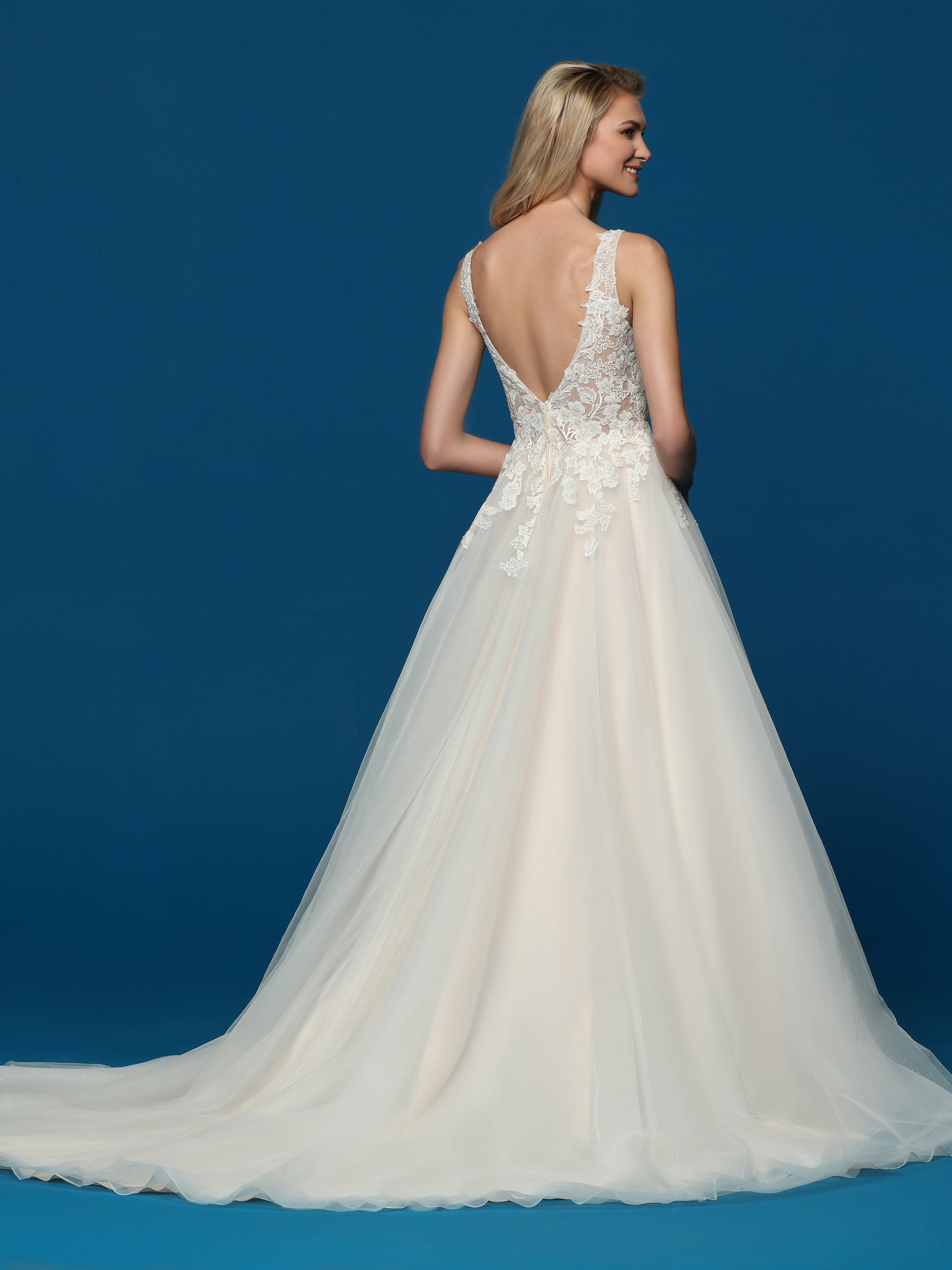 Davinci Bridal 50646 Shimmer A Line Wedding Dress Lace Sheer High Neck Gown Train 24 / Ivory/Blush/Nude Davinci Bridal 50646 Shimmer A Line Wedding Dress Lace Sheer High Neck Gown Train 24 / Ivory/Blush/Nude