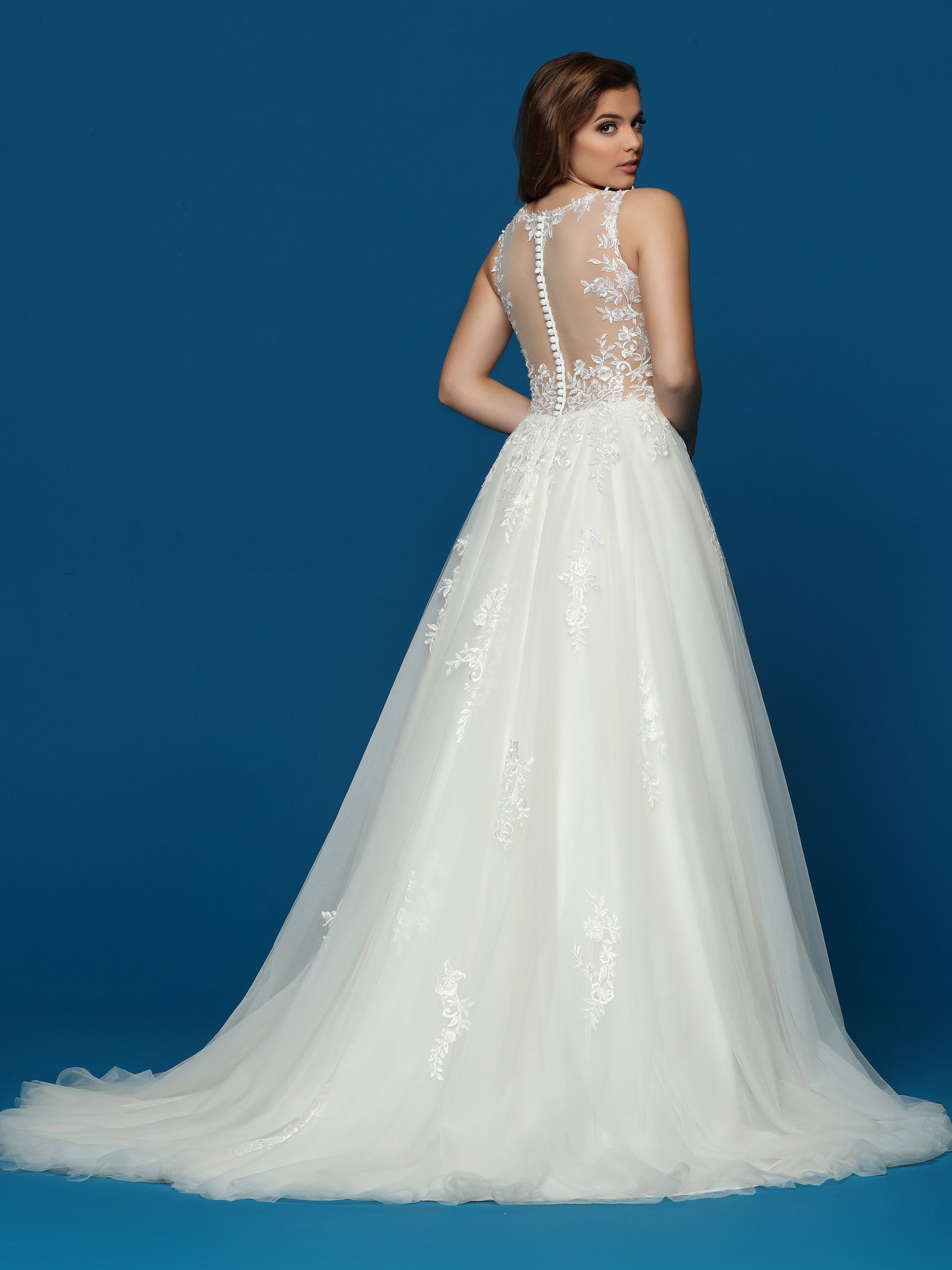 Davinci Bridal 50650 Long A Line Tulle Wedding Dress Sheer Lace Open Back Gown 28 / Ivory/Sand Davinci Bridal 50650 Long A Line Tulle Wedding Dress Sheer Lace Open Back Gown 28 / Ivory/Sand