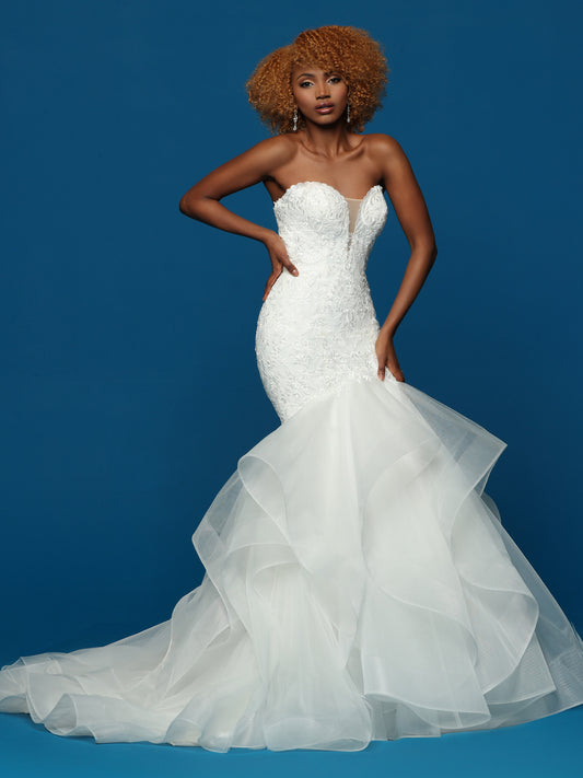 Davinci Bridal 50653 size 14 Ivory fit and flare wedding dress lace ruffle strapless
